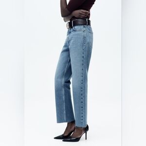 Zara straight fit high rise ankle rigid jeans 4 NWT new